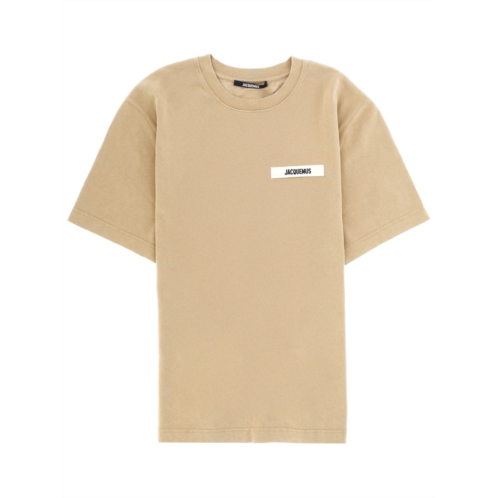 JACQUEMUS beige grosgrain relaxed fit cotton t-shirt