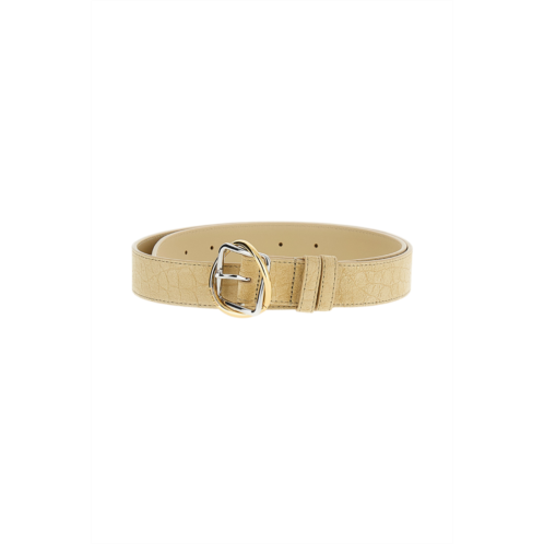 JACQUEMUS beige suede leather belt with two-tone metal buckle