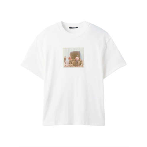 JACQUEMUS white photographic print cotton-blend t-shirt
