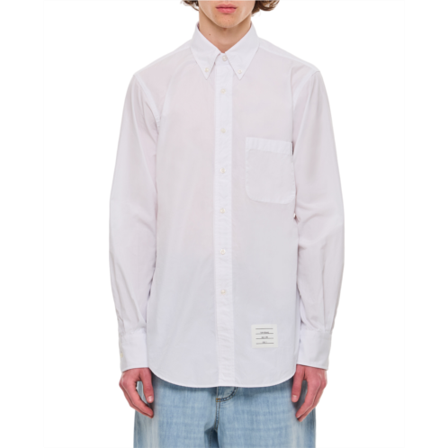 THOM BROWNE button-up cotton shirt with grosgrain placket and signature patch
