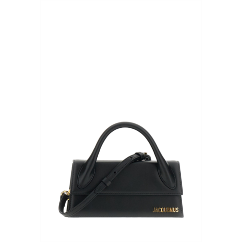 JACQUEMUS elongated leather top-handle bag with gold accents