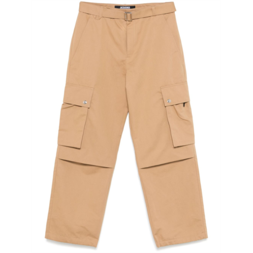 JACQUEMUS loose-fitting camel brown shorts