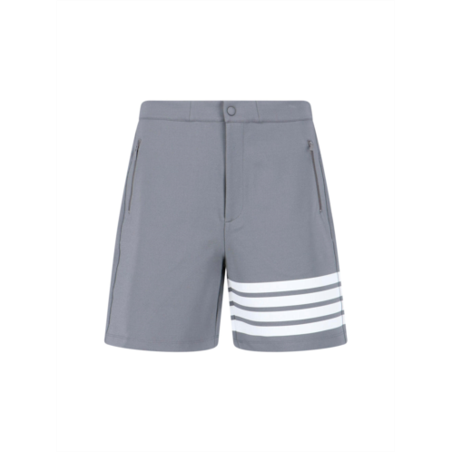 THOM BROWNE grey 4-bar viscose blend straight shorts