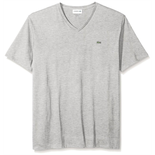LACOSTE mens short sleeve v-neck pima jersey t-shirt in silver chine