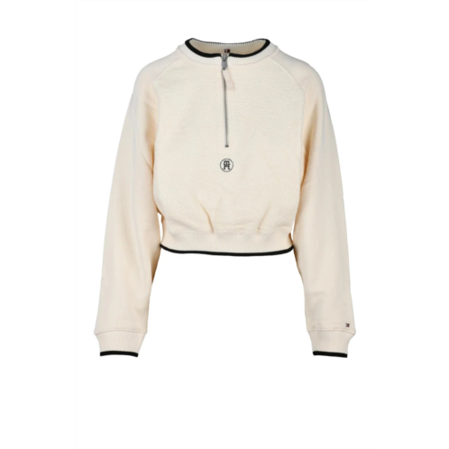 TOMMY HILFIGER cream cotton cropped sweatshirt