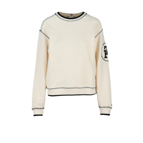 TOMMY HILFIGER cream cotton cropped sweatshirt