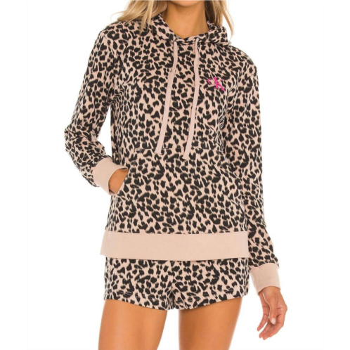 CALVIN KLEIN glisten lounge hoodie in leopard honey almond