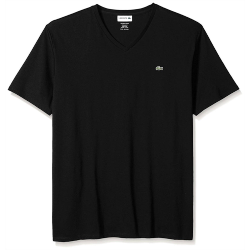 LACOSTE mens short sleeve v-neck pima jersey t-shirt in black