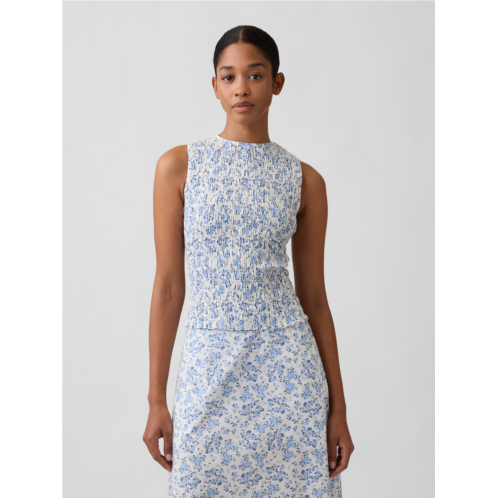 Gap Smocked Sleeveless Boatneck Top
