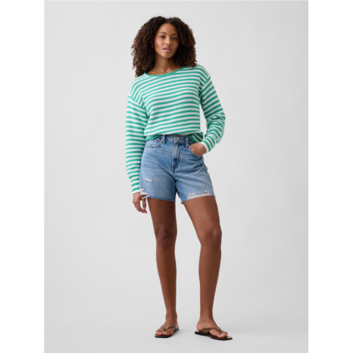 Gap Destructed SuperSoft Denim Midi Shorts