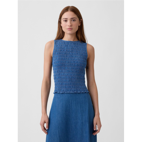 Gap Smocked Sleeveless Boatneck Top