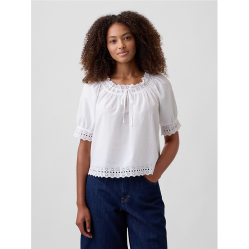 Gap Relaxed Embroidered Tie-Front Top