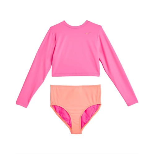 Girls Nike Kids Effortless Essential Color Block Long Sleeve Crop Top & High Waist Set (Big Kid)