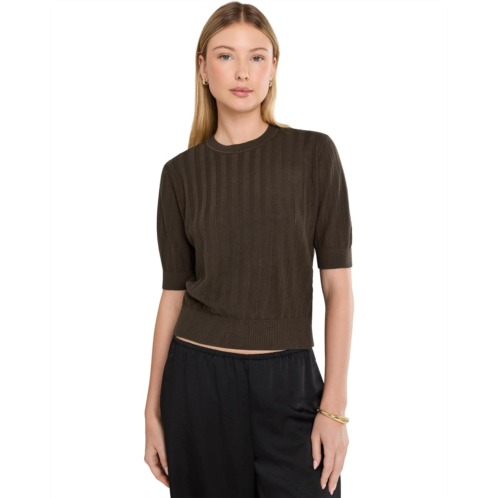 Womens Madewell Britney Cotton Pointelle Short Sleeve Pullover