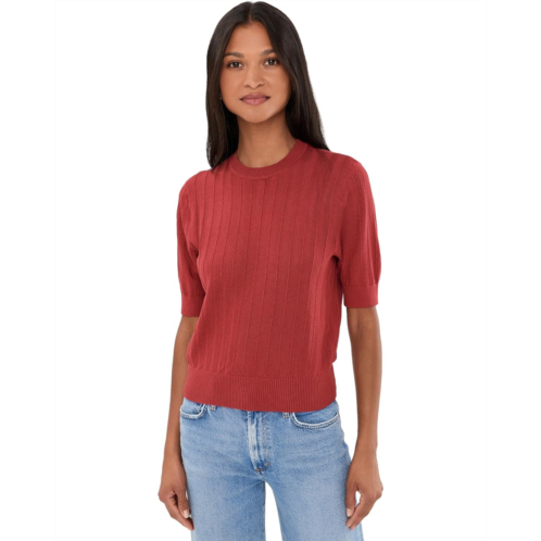 Womens Madewell Britney Cotton Pointelle Short Sleeve Pullover