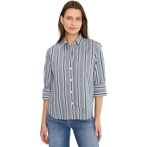 Womens Madewell Y Neck Shirt - Dobby Stripe