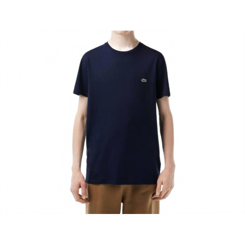 LACOSTE short sleeve crewneck pima cotton jersey t-shirt in navy blue