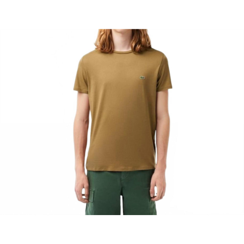 LACOSTE mens short sleeve crew neck pima cotton jersey t-shirt in brown