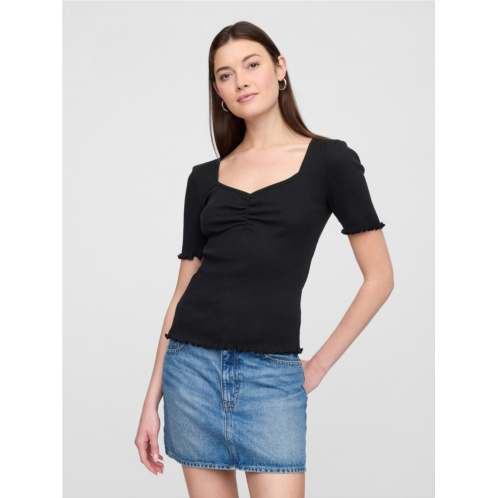 Gap Ribbed Pointelle Ruched Top