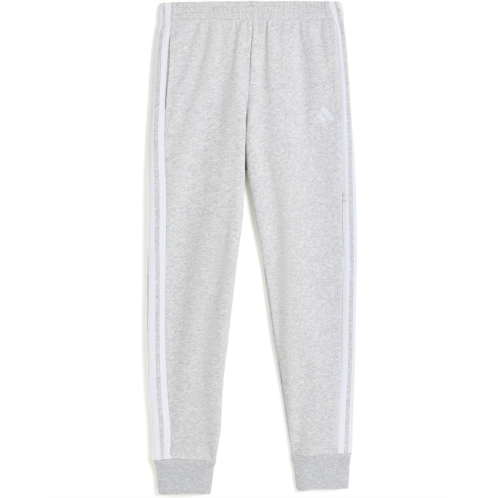 Girls adidas Kids Elastic Waistband 3-Stripe Rib Cuff Heather Joggers (Big Kid)