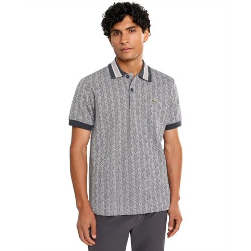 Mens Lacoste Short Sleeve Aop L Color Blocked Polo Shirt and Contrasting Collar