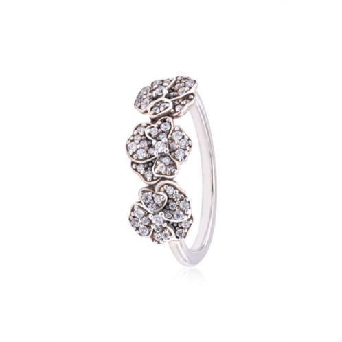 Pandora moments triple pansy flower ring