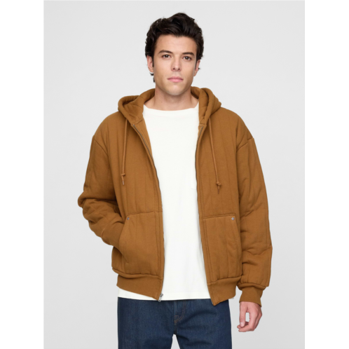 Gap Waffle-Lined Quilted Zip Hoodie
