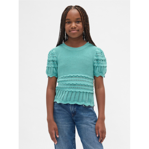 Gap Kids Scalloped Mixed-Stitch Sweater
