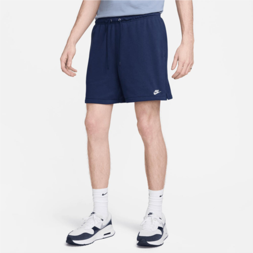 NIKE mens club french terry flow shorts in midnight navy/white