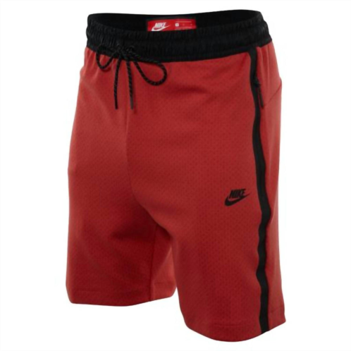 NIKE mens tech loose fit tech fleece shorts in red/black