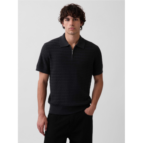 Gap Textured Zip Polo Sweater Shirt