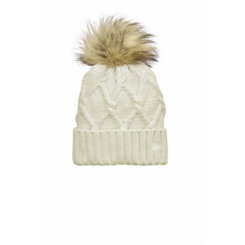 New Era unisex faux fur pom beanie in ivory