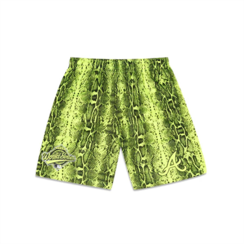 New Era mens atlanta braves summer pop shorts in neon green