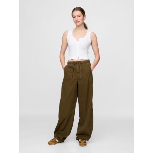 Gap Mid Rise Barrel Parachute Pants