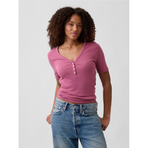 Gap Modern Ribbed V-Neck Henley Top