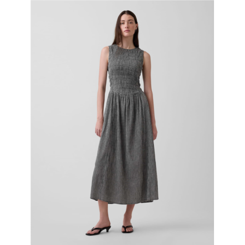Gap Gingham Smocked Drop-Waist Maxi Dress
