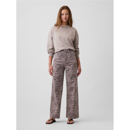 Gap High Rise Wide-Leg Print Crop Jeans