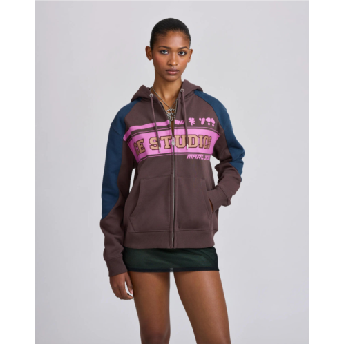 MARC JACOBS ice studios moto panel zip-up hoodie
