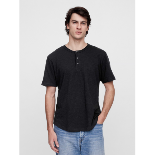 Gap Lived-In Relaxed Curved Hem Henley T-Shirt