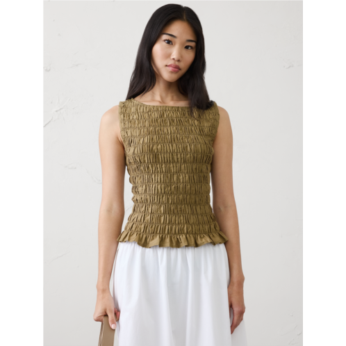 bananarepublic Boatneck Smocked Cropped Top