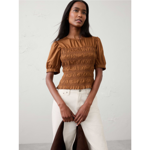 bananarepublic High-Neck Smocked Cropped Top