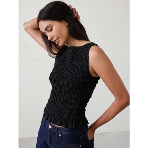 bananarepublic Boatneck Smocked Cropped Top