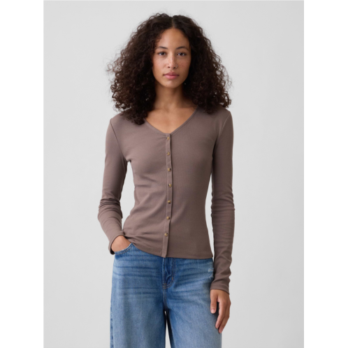 Gap Fitted Ribbed V-Neck Top