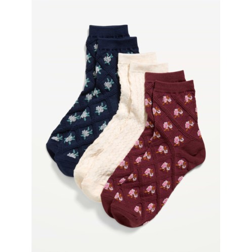 OldNavy Textured Quarter Crew Socks 3-Pack for Women