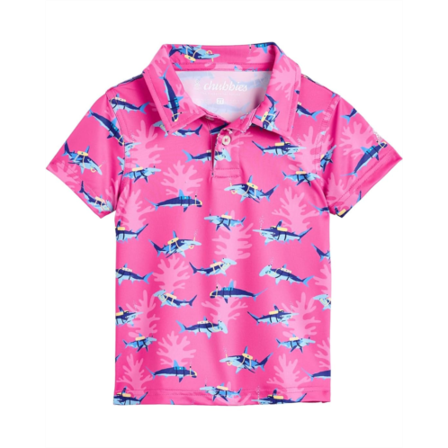 Boys Chubbies Kids The Lil Great Pink Shark Performance Polo (Toddler/Little Kid)