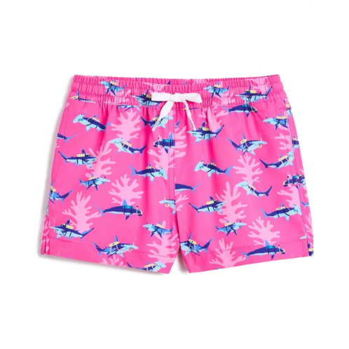 Boys Chubbies Kids The Great Pink Sharks Lined Swim Trunk (Big Kid)