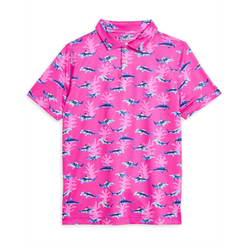 Boys Chubbies Kids The Great Pink Shark Performance Polo (Big Kid)