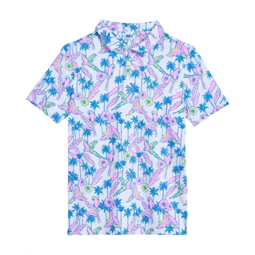 Boys Chubbies Kids The Flock Party White Performance Polo (Big Kid)