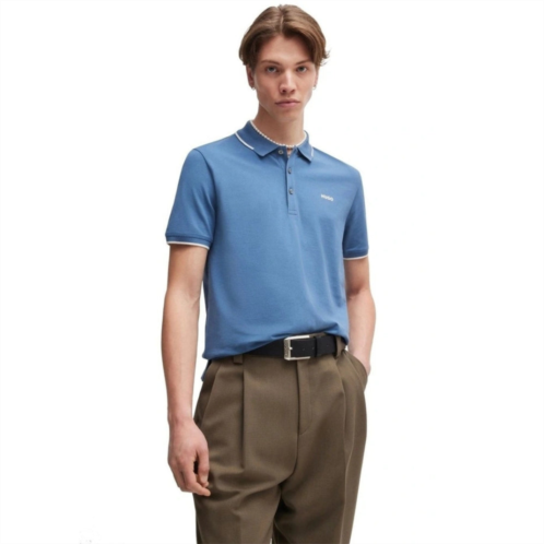 Hugo Boss Hugo mens dinoso222 rubber logo short sleeve polo shirt medium blue