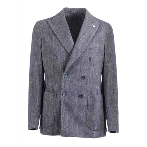 L.B.M. 1911 textured double breasted cotton jacket